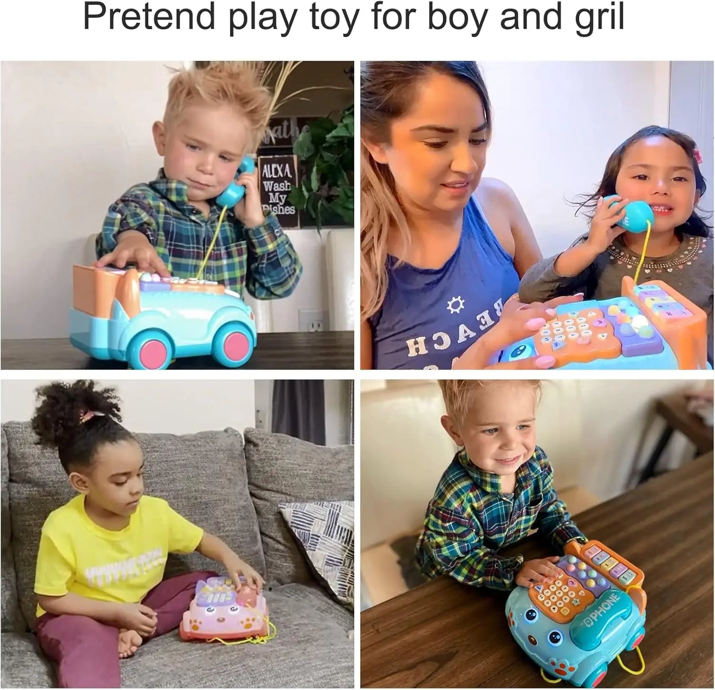 Baby Phone Toy, Baby Toy Phone Cartoon Baby Piano Music Light Toy Children Pretend Phone, Kids Cell Phone Interactive Toy Gift
