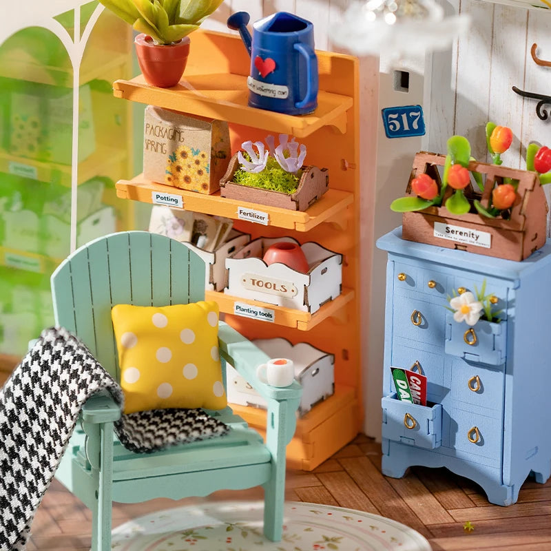 Robotime Rolife Dreamy Garden House DIY Miniature House Kit for Girls Teens Wooden Dollhouse Puzzle Easy Assembly Home Decor