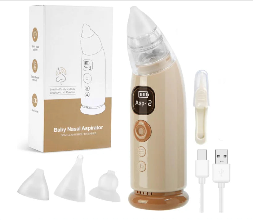 Electric Baby Nose Vacuum Cleaner Adjustable Infant Nasal Aspirator Rechargeable with 3 Silicone Nozzles for Newborns Toddlers