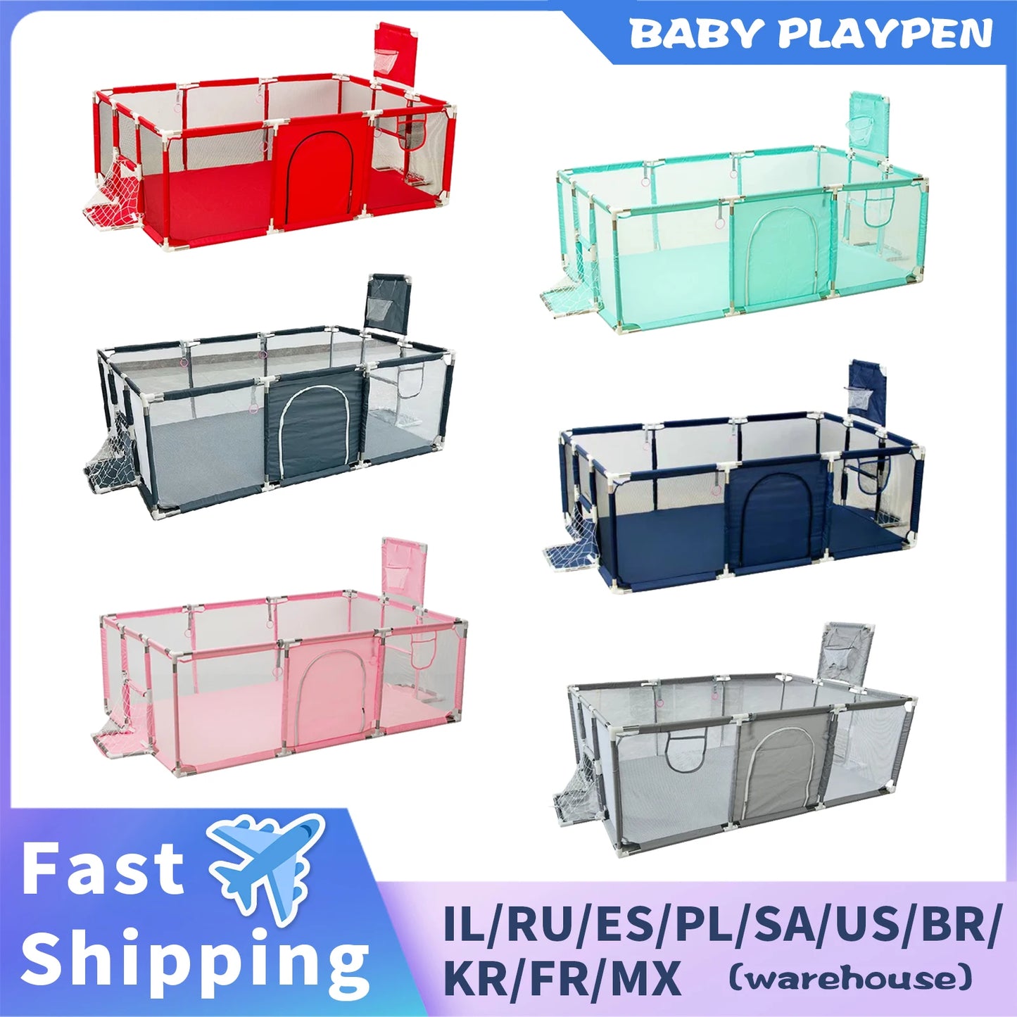 IMBABY Playpen for 0-6Y Large Safety Play Yard Indoor/Outdoor Kids Play Area with Pull tab Playground Dry Ball Pool