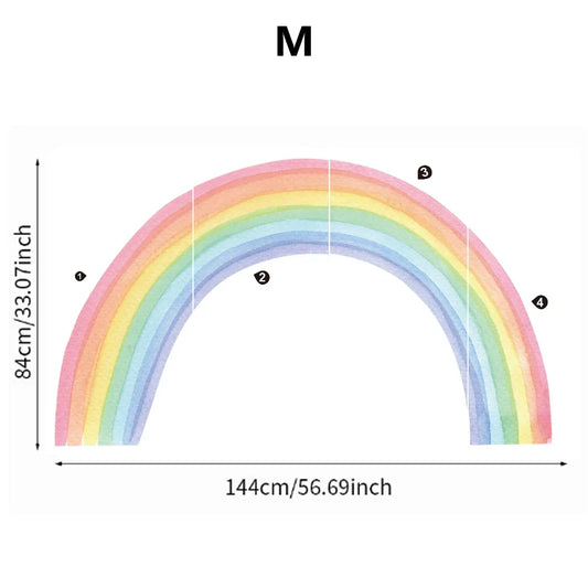 Large Rainbow Pastel Wall stickers Mural Nursery Kids Room Wall Decals Baby Shower Playroom Decorations Baby Boy Girl Gift Tiles