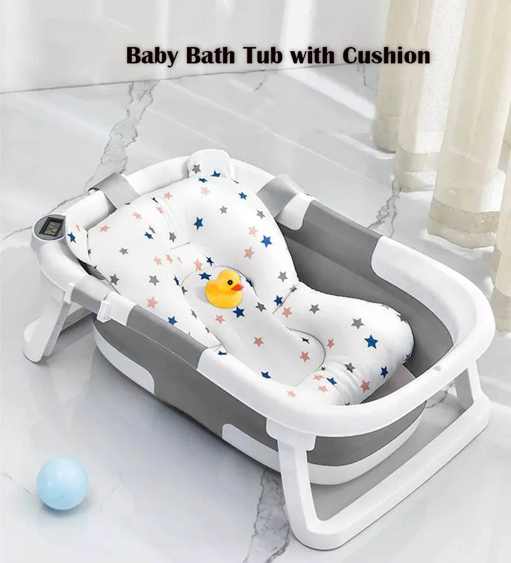 Eco-friendly Baby Bath with Temperature Indicator,Foldable Baby Bathtub for Newborn Baby Bath Tub,Infant Bath Tub with bath mat