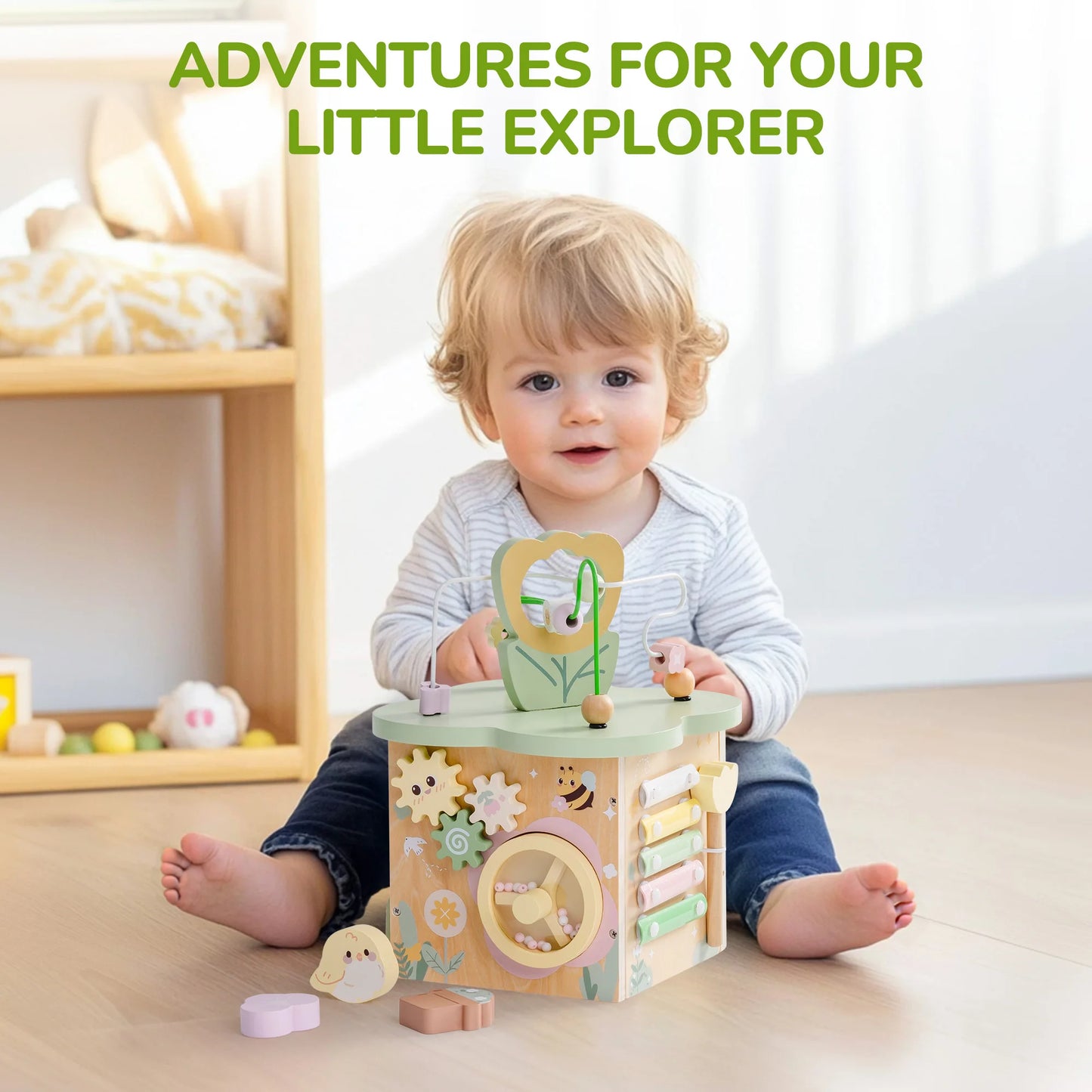 Robotime 13 in 1 and 9 in 1 Montessori Baby Activity Cube Baby Play Cube Toy with Educational Features Gift for Boys Girls 1 +