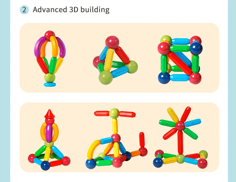Romboss 10/26/48/78/101/136pcs Magnetic Constructor Blocks Set Magnet Rods Montessori Educational Building Toys Kids Xmas Gifts