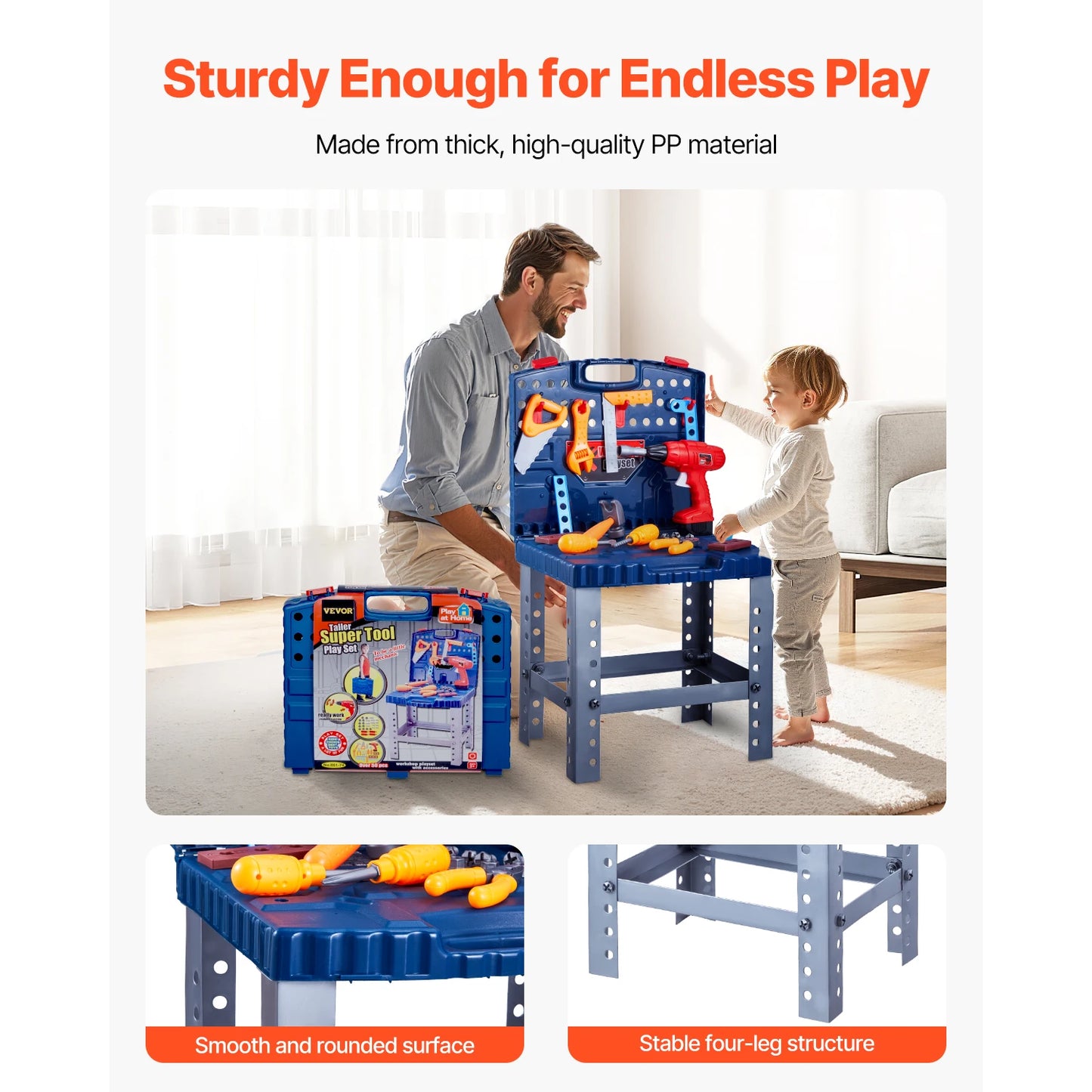 SucceBuy 56pcs Kids Work Bench Tool Set with Realistic Tools Pretend Play Construction Workbench Toys for Toddler Children Toys