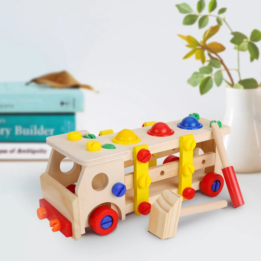 Wooden Screw Car Toys Montessori Toys Screws Nuts Assembly Disassembly Baby Puzzle Set Simulated Carpenter Building Tools Game
