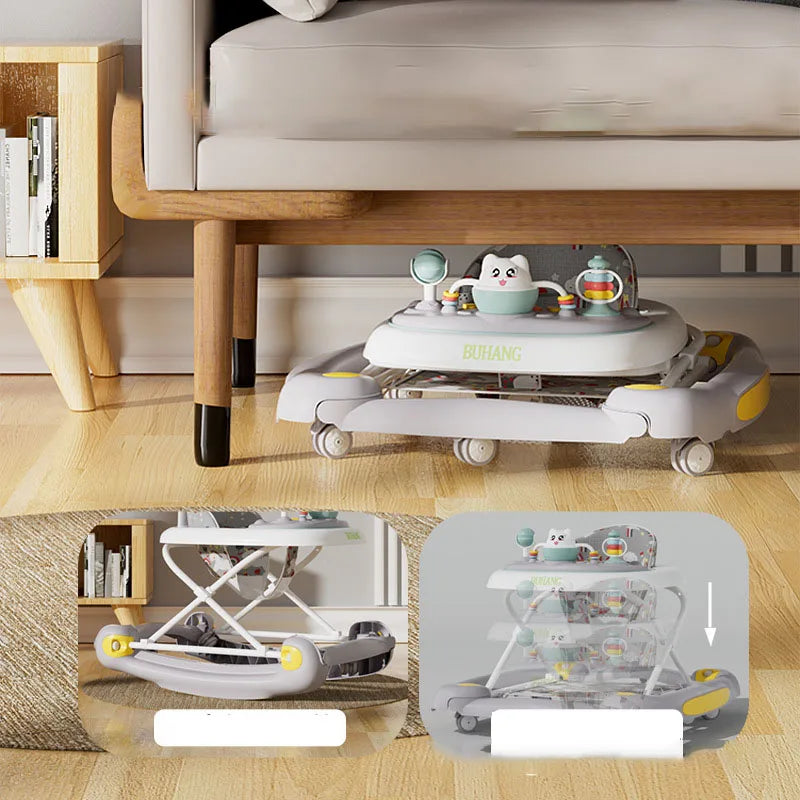 Baby Multi-Functional Comfortable Walker With Awning Anti-Rollover Baby Walker Can Sit Adjust And Shake The Walker For Boy Girls