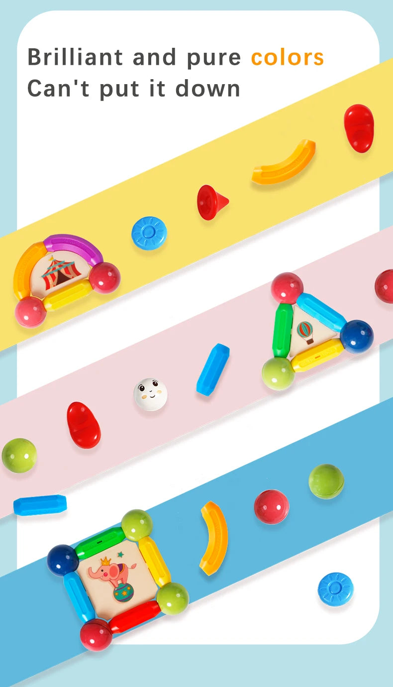 Romboss 10/26/48/78/101/136pcs Magnetic Constructor Blocks Set Magnet Rods Montessori Educational Building Toys Kids Xmas Gifts