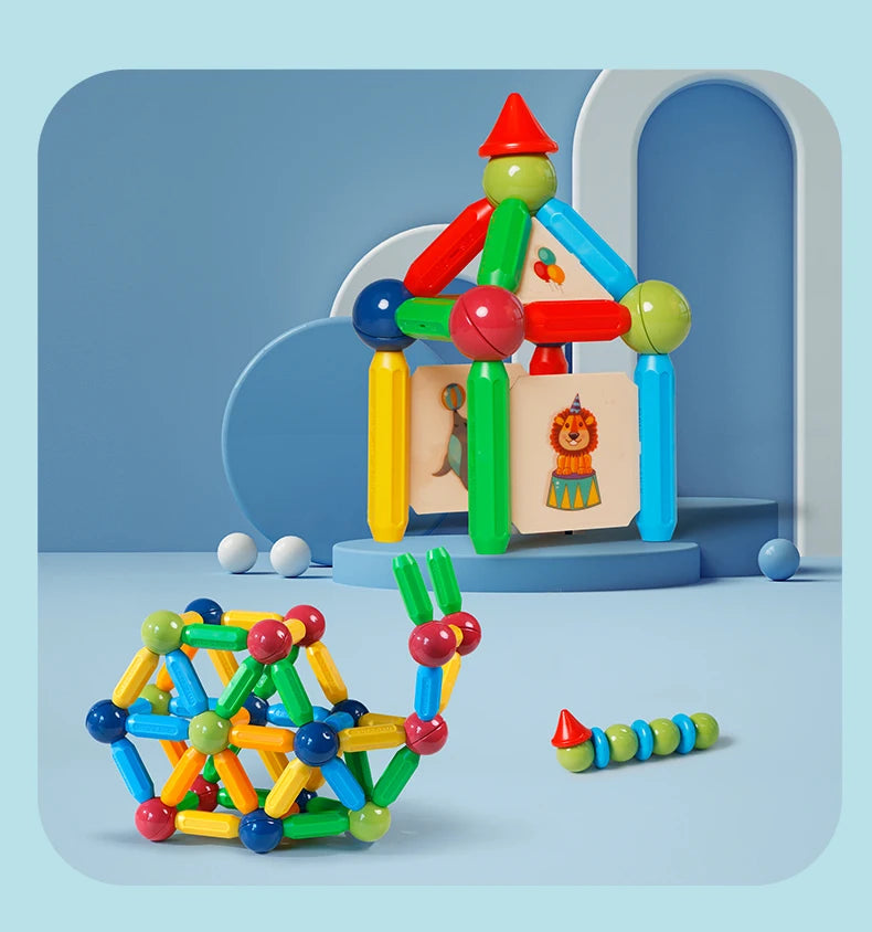 Romboss 10/26/48/78/101/136pcs Magnetic Constructor Blocks Set Magnet Rods Montessori Educational Building Toys Kids Xmas Gifts