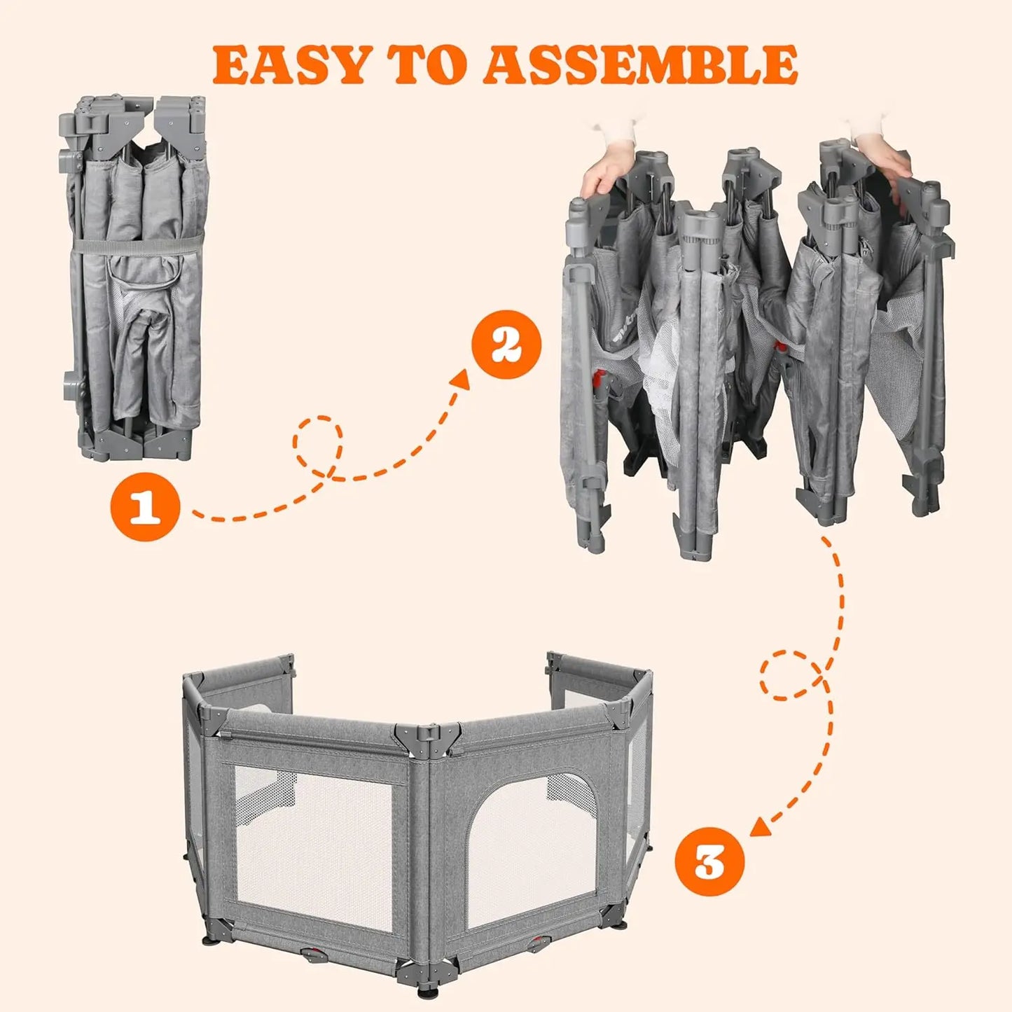 Foldable Dog Gate for Stairs, 168" W x 28" H Pet Gate for Doorways, 6 Panels Baby Gates Indoor Baby Play Fence, Grey