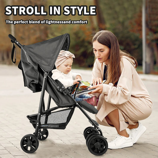 2 in 1 Baby Stroller Wagon Lightweight Foldable Convertible Newborn to Toddler Pushchair 0-3 Years camper van Storage cart