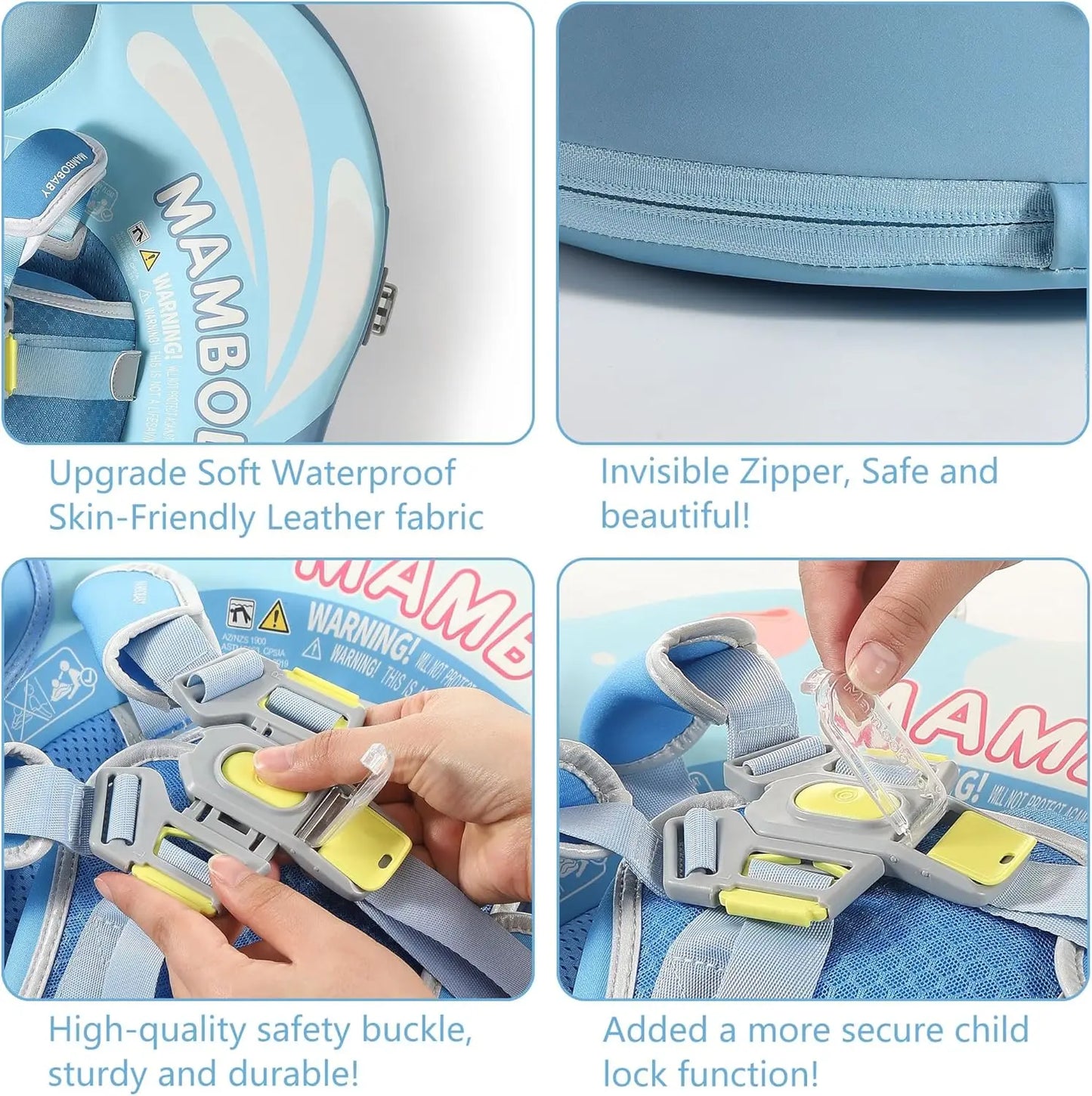 HECCEI Float Add Tail Newest Mambobaby Swim Float with Canopy Solid Pool Infant Swim Trainer Swimming Lying Waist 3-24 Months