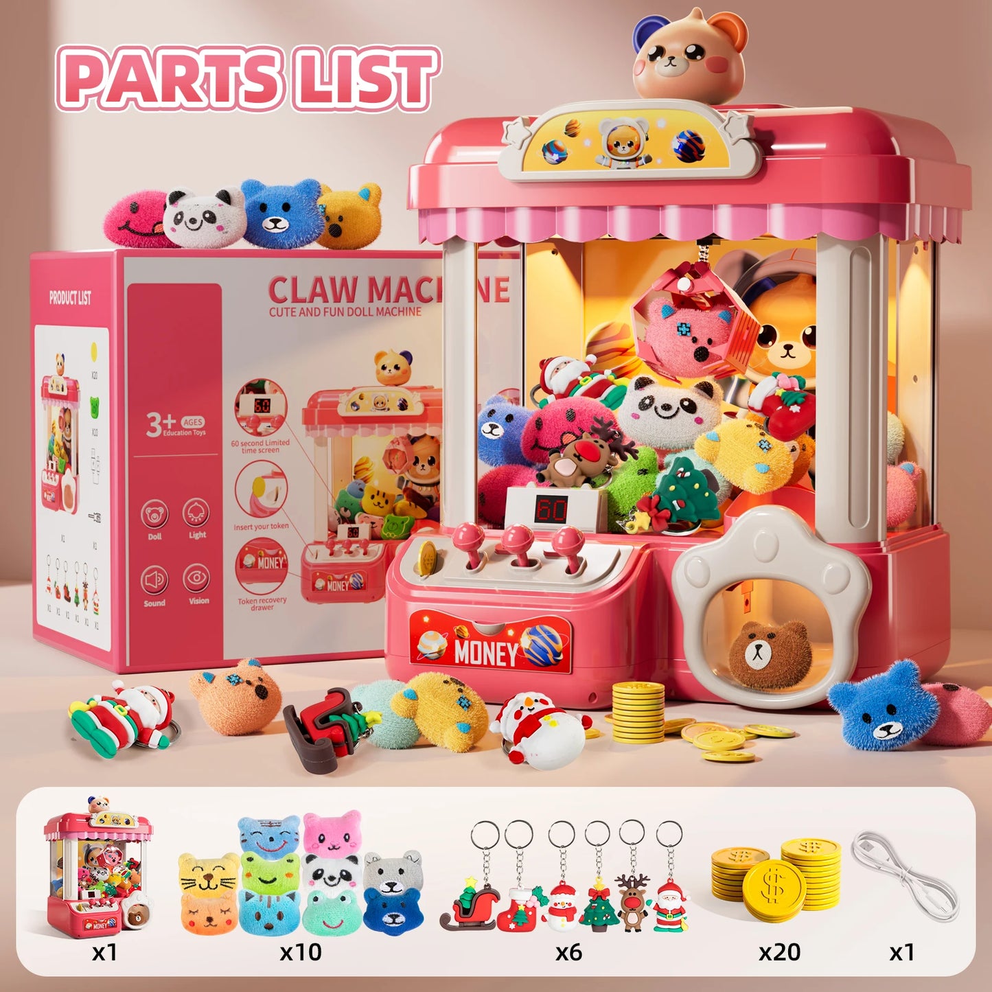 Doll Machine Claw Doll Machine Toys Kids Coin Play Game Mini Clip Doll Toys Machines Interactive Operated Birthday Gift Children