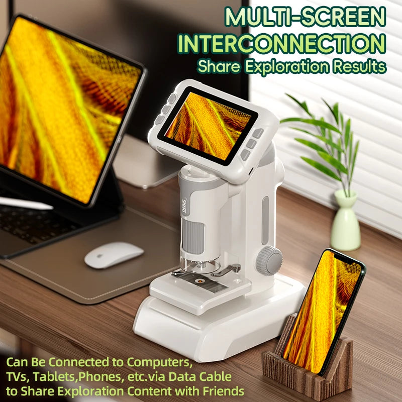 US Local Ship Mini Handheld Children Microscope 1600x with 3.97 Inch Screen Camera Scientific Instruments Kids Birthday Gift