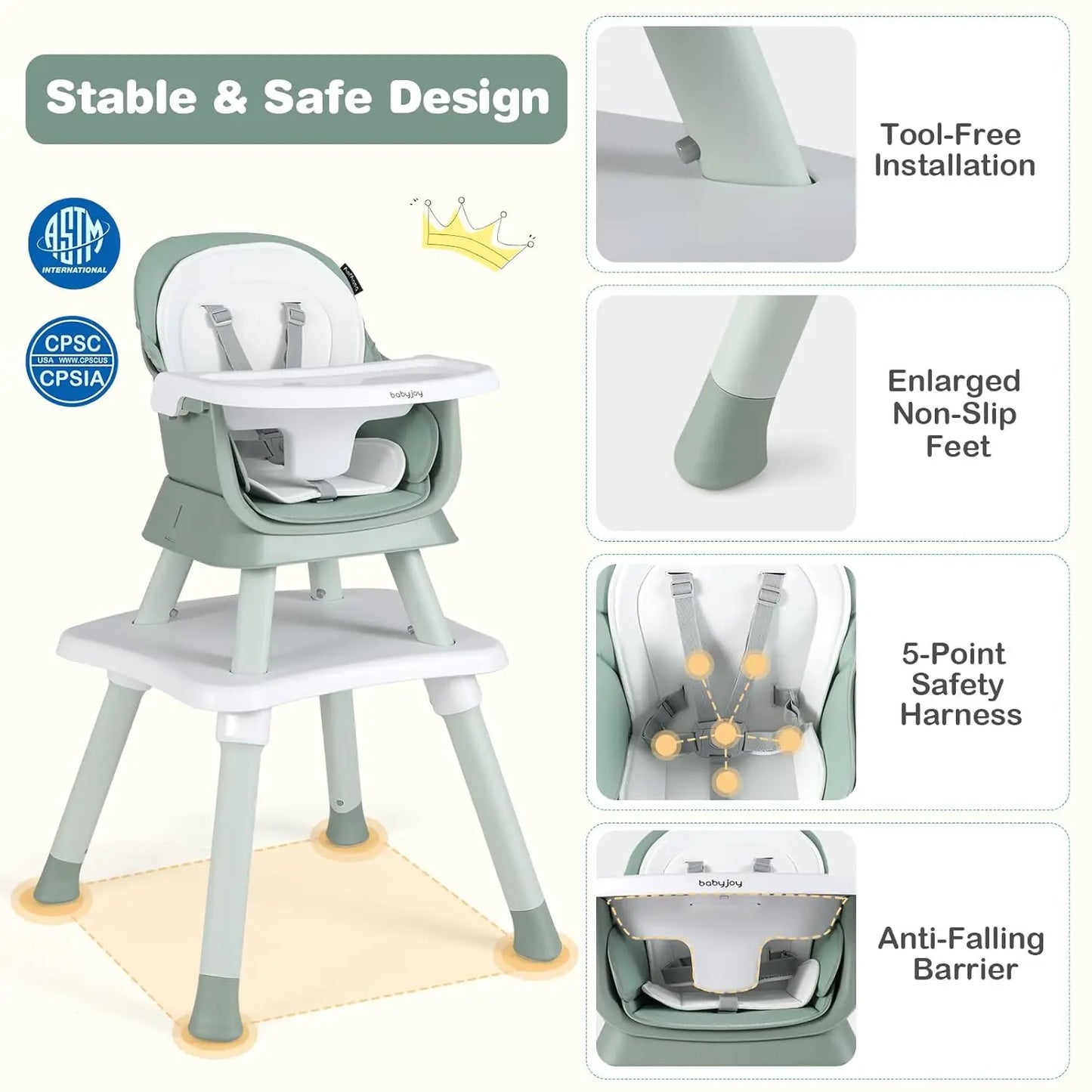 8 in 1 Convertible Highchair for Babies & Toddlers | Booster Seat | Table and Chair Set | Building Block Table |