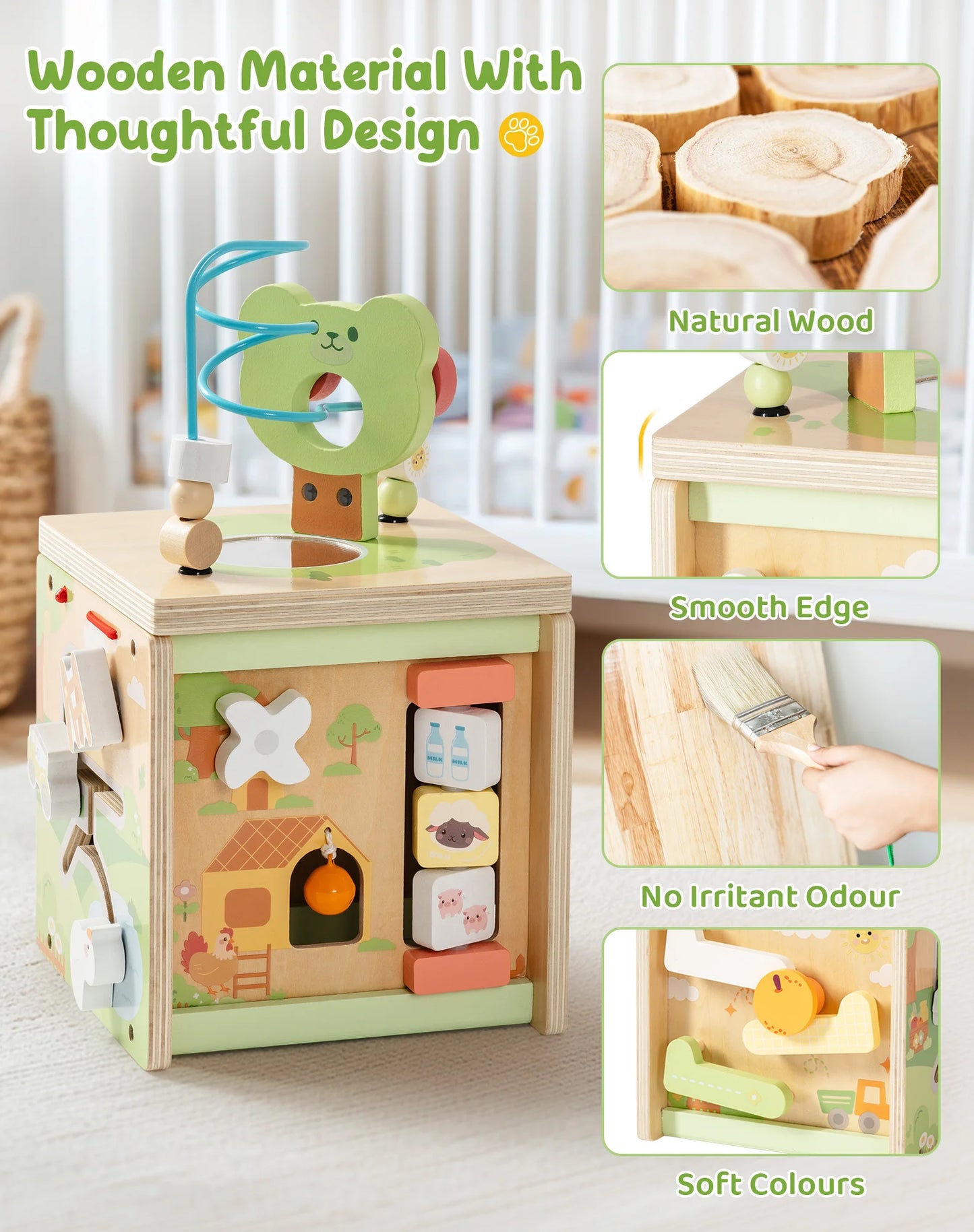 Robotime 13 in 1 and 9 in 1 Montessori Baby Activity Cube Baby Play Cube Toy with Educational Features Gift for Boys Girls 1 +