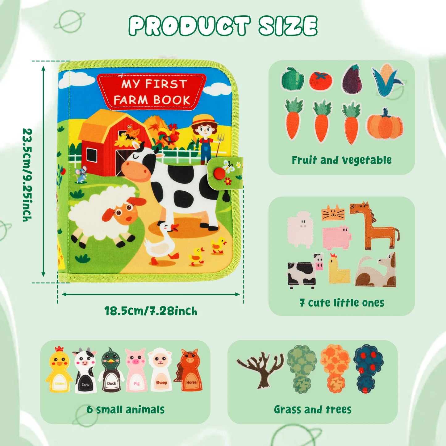 Toddlers Montessori Toys Busy Board Farm Animal Scene Storytelling Activity Toy Quiet Book Felt Activity Educational Sensory Toy