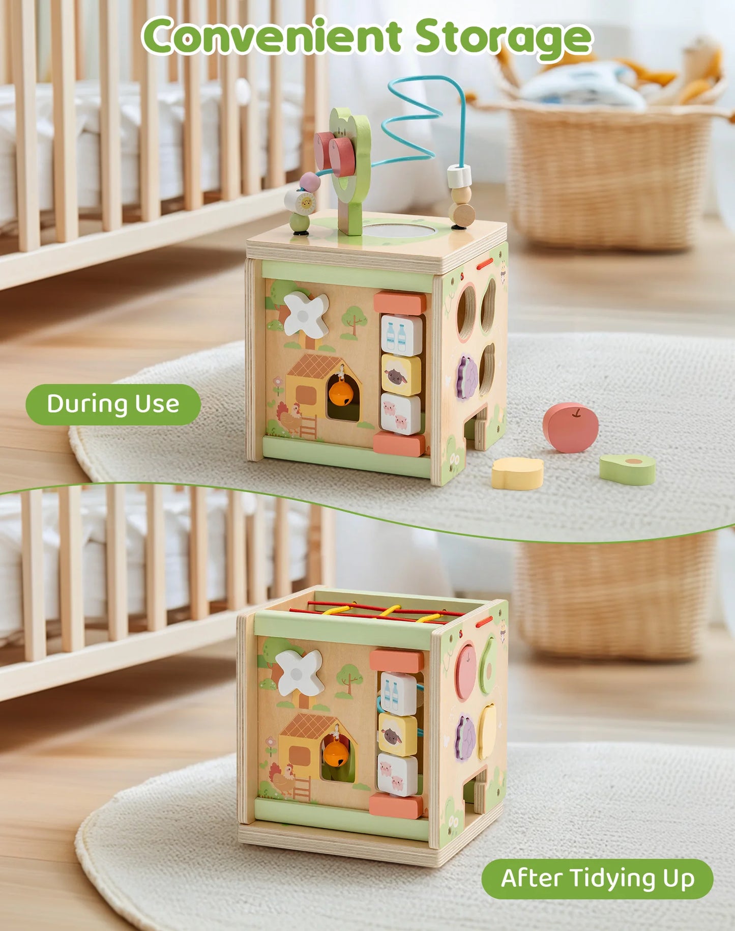 Robotime 13 in 1 and 9 in 1 Montessori Baby Activity Cube Baby Play Cube Toy with Educational Features Gift for Boys Girls 1 +