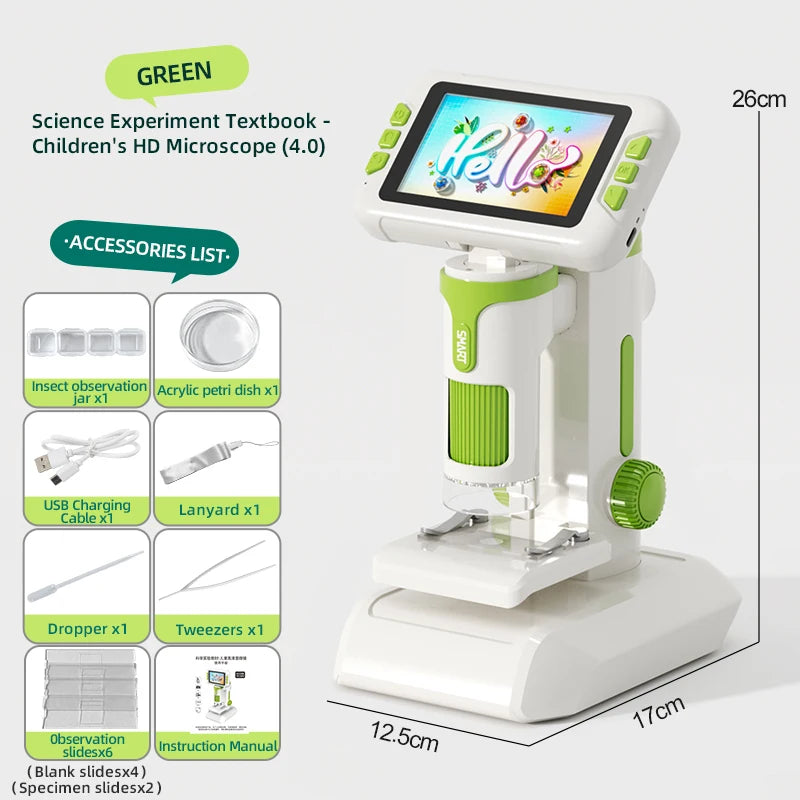 US Local Ship Mini Handheld Children Microscope 1600x with 3.97 Inch Screen Camera Scientific Instruments Kids Birthday Gift