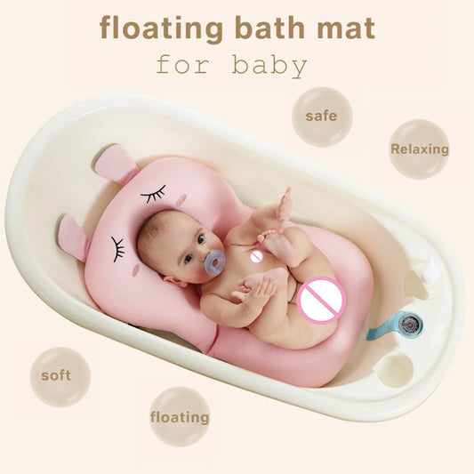 Baby Bath Pad ,NewBorn Bathtub Safety Security Bath Seat Support,Baby Shower Bath Tub Pad,Cartoon Comfort Bath Body Cushion Mat