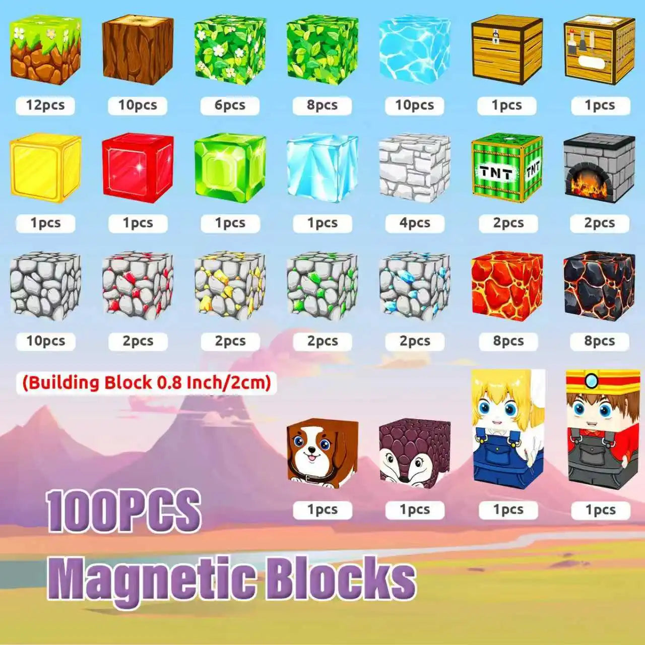 Magnetic Building Blocks -100PCS Magnetic Building Blocks, Magnetic Tile Children's Building Blocks 2025 Upgraded Game Toys, Chr