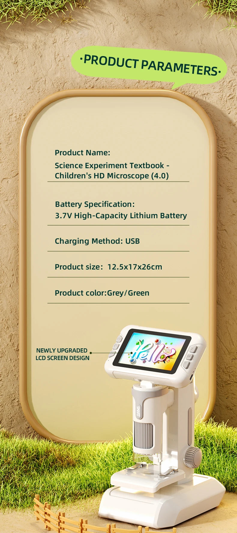 US Local Ship Mini Handheld Children Microscope 1600x with 3.97 Inch Screen Camera Scientific Instruments Kids Birthday Gift