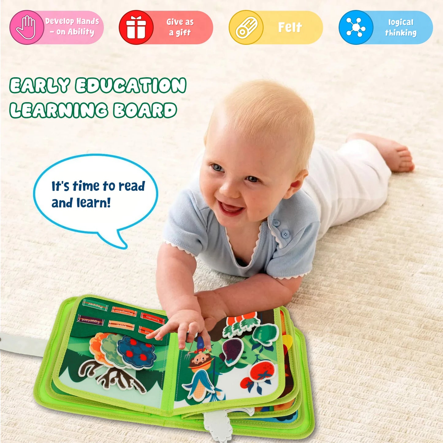 Toddlers Montessori Toys Busy Board Farm Animal Scene Storytelling Activity Toy Quiet Book Felt Activity Educational Sensory Toy