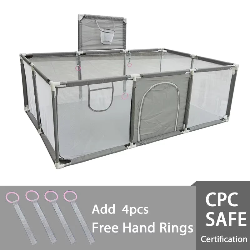 IMBABY Playpen for 0-6Y Large Safety Play Yard Indoor/Outdoor Kids Play Area with Pull tab Playground Dry Ball Pool