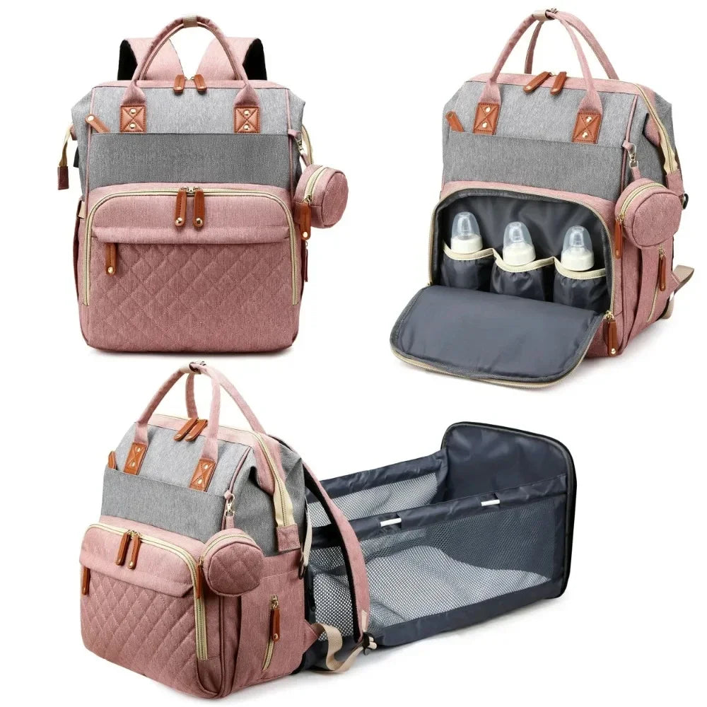 Quality Outdoor Portable Foldable baby Travelling bed backpack mommy bag fashion leisure large capacity infant carrier bag