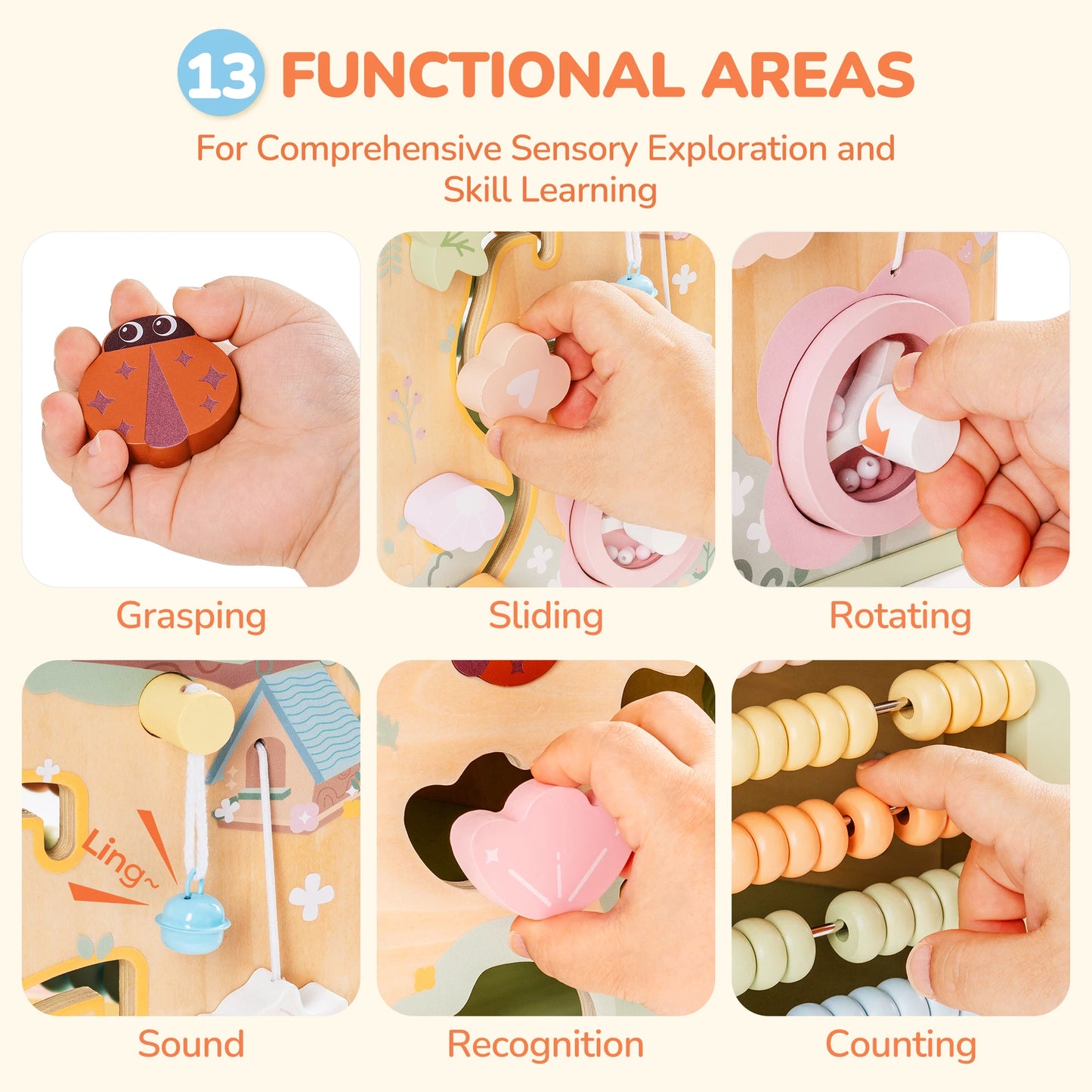 Robotime 13 in 1 and 9 in 1 Montessori Baby Activity Cube Baby Play Cube Toy with Educational Features Gift for Boys Girls 1 +