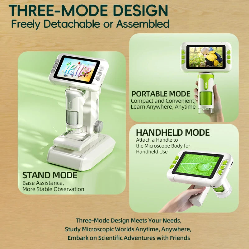 US Local Ship Mini Handheld Children Microscope 1600x with 3.97 Inch Screen Camera Scientific Instruments Kids Birthday Gift