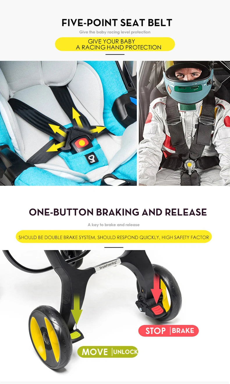 Compact Baby Stroller 2-in-1 Foldable Portable Pram with Car Seat Lightweight Buggy New Model Travel Carriage Bestselling