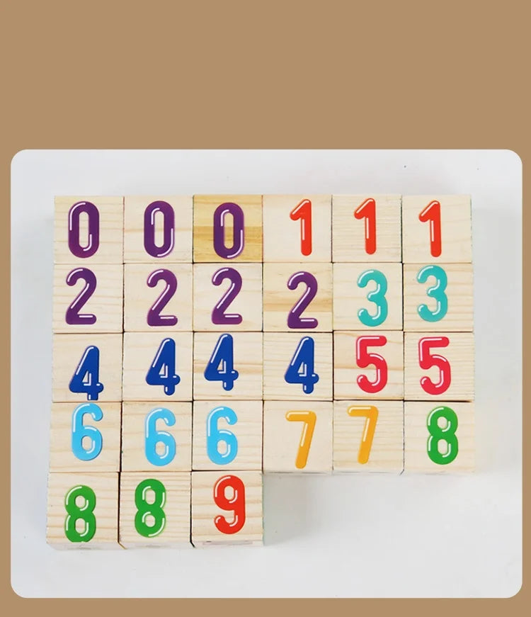 Wooden Educational Toys 27 Large Building Blocks ABC English Alphabet Number Cubes Wooden Wooden Box Storage