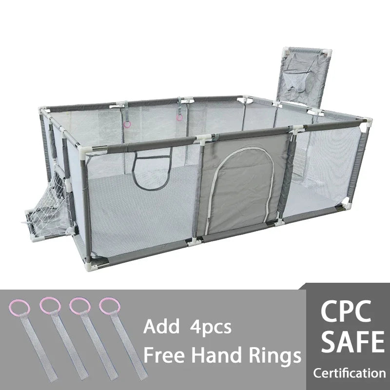 IMBABY Playpen for 0-6Y Large Safety Play Yard Indoor/Outdoor Kids Play Area with Pull tab Playground Dry Ball Pool