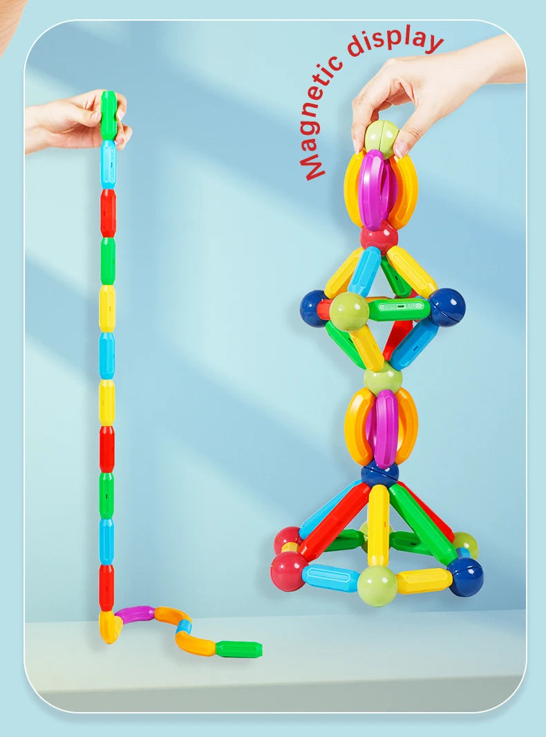 Romboss 10/26/48/78/101/136pcs Magnetic Constructor Blocks Set Magnet Rods Montessori Educational Building Toys Kids Xmas Gifts