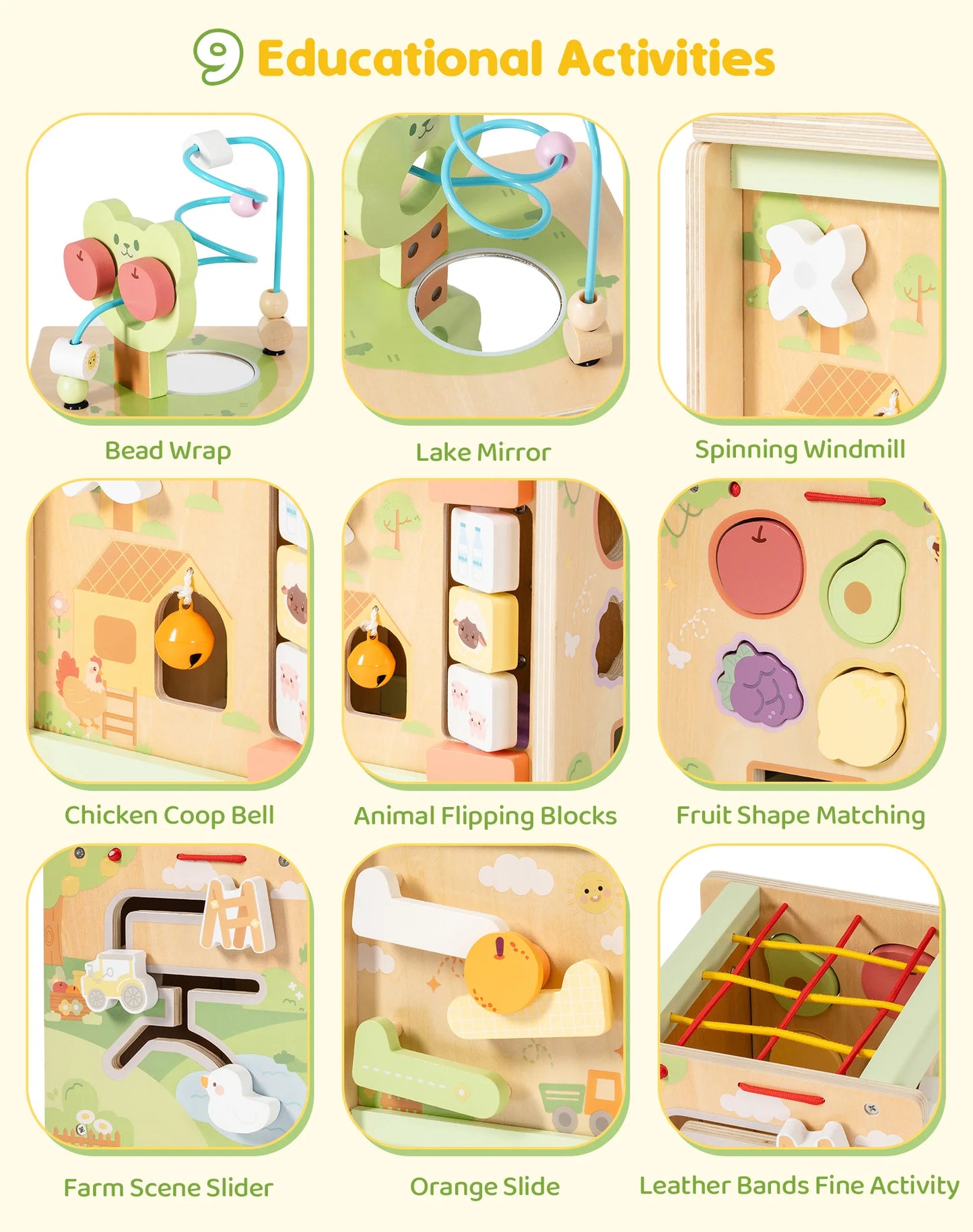 Robotime 13 in 1 and 9 in 1 Montessori Baby Activity Cube Baby Play Cube Toy with Educational Features Gift for Boys Girls 1 +