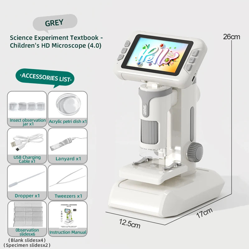 US Local Ship Mini Handheld Children Microscope 1600x with 3.97 Inch Screen Camera Scientific Instruments Kids Birthday Gift
