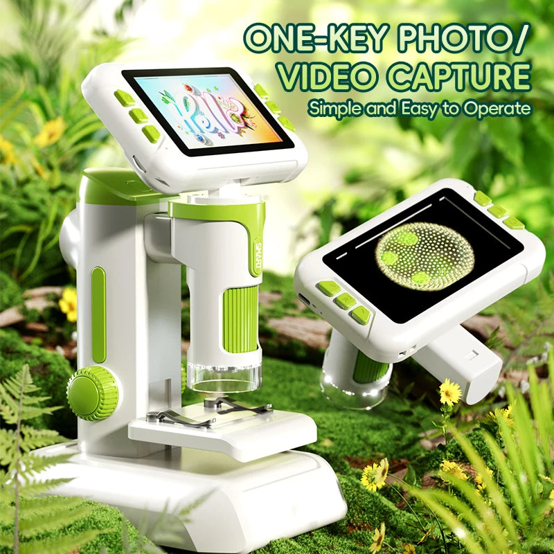 US Local Ship Mini Handheld Children Microscope 1600x with 3.97 Inch Screen Camera Scientific Instruments Kids Birthday Gift