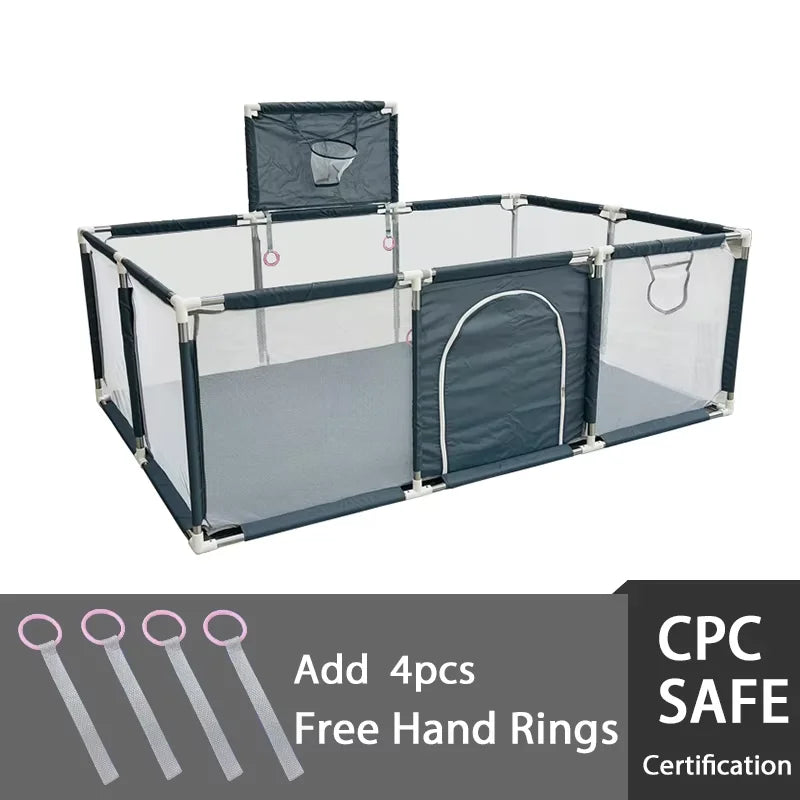 IMBABY Playpen for 0-6Y Large Safety Play Yard Indoor/Outdoor Kids Play Area with Pull tab Playground Dry Ball Pool