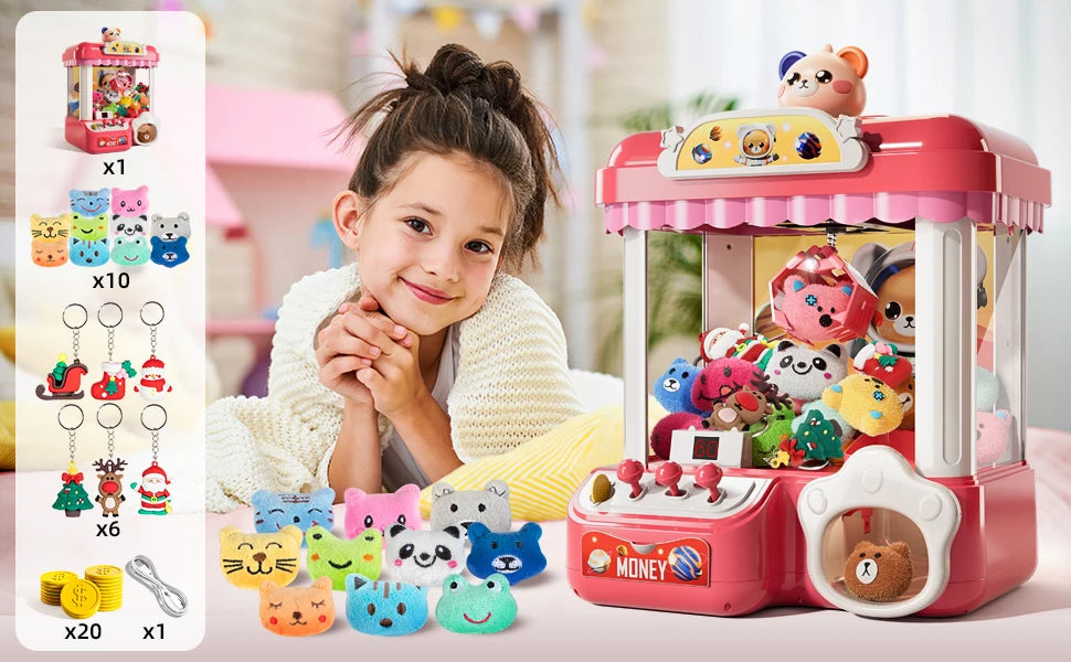 Doll Machine Claw Doll Machine Toys Kids Coin Play Game Mini Clip Doll Toys Machines Interactive Operated Birthday Gift Children