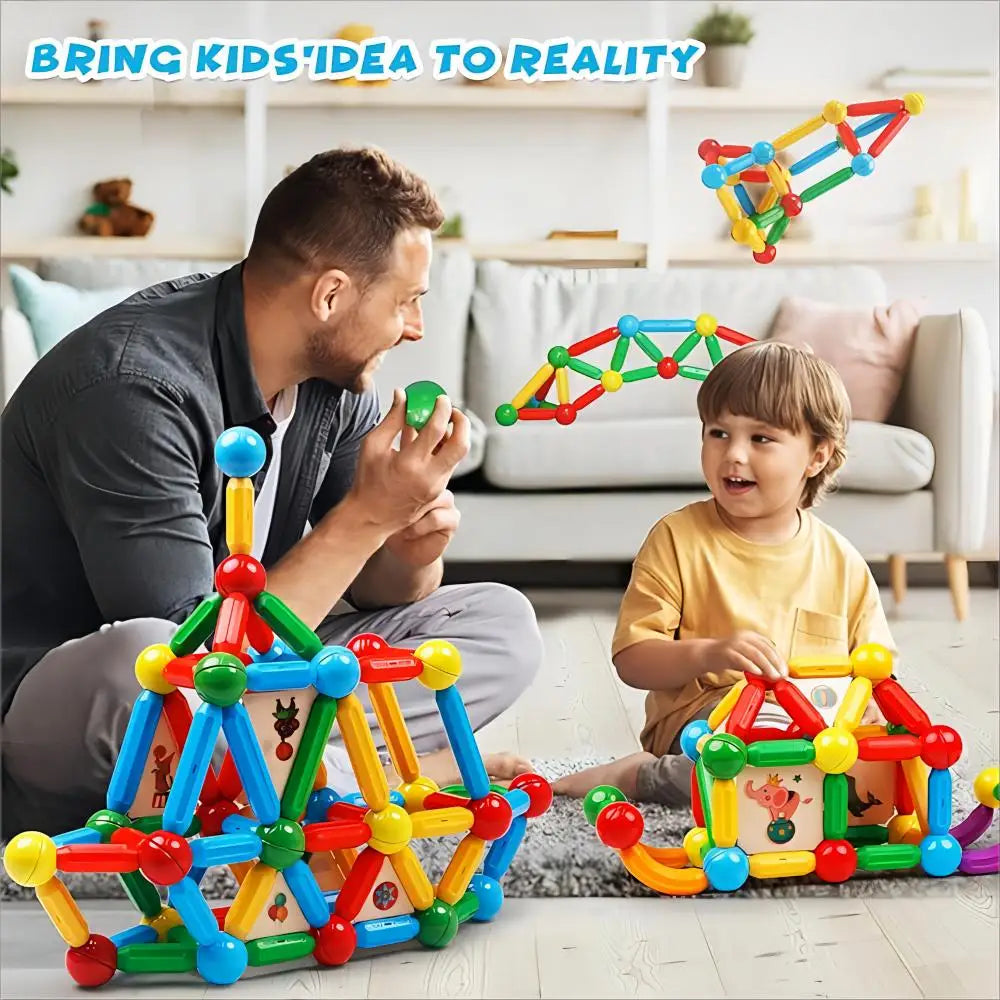 Magblock 90PCS Magnetic Building Sticks Blocks Toys Gift for Boys Girls Magnet Sticks Balls Building Toy Sets Montessori Toys