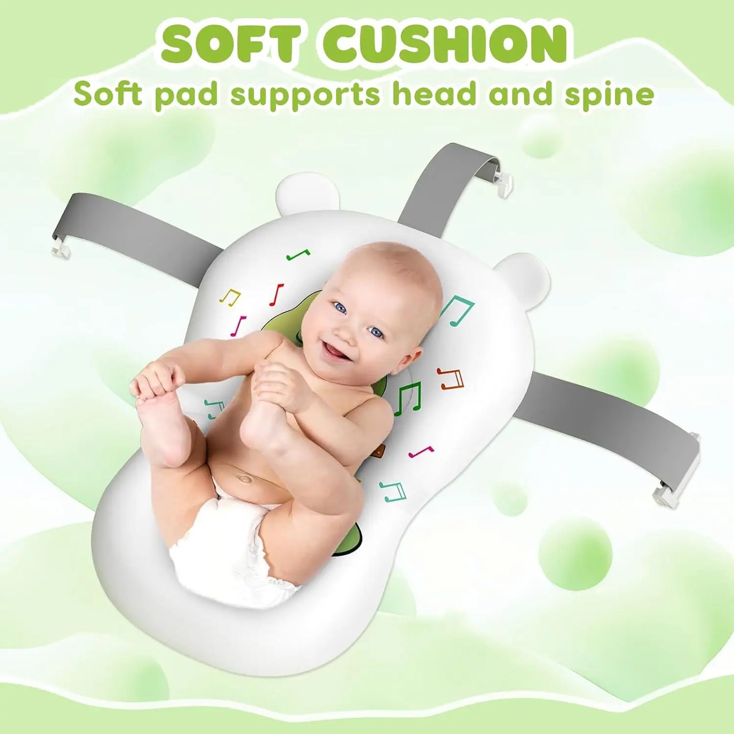 Eco-friendly Baby Bath with Temperature Indicator,Foldable Baby Bathtub for Newborn Baby Bath Tub,Infant Bath Tub with bath mat