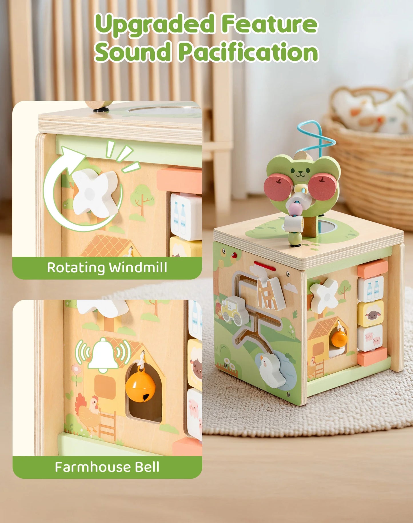 Robotime 13 in 1 and 9 in 1 Montessori Baby Activity Cube Baby Play Cube Toy with Educational Features Gift for Boys Girls 1 +