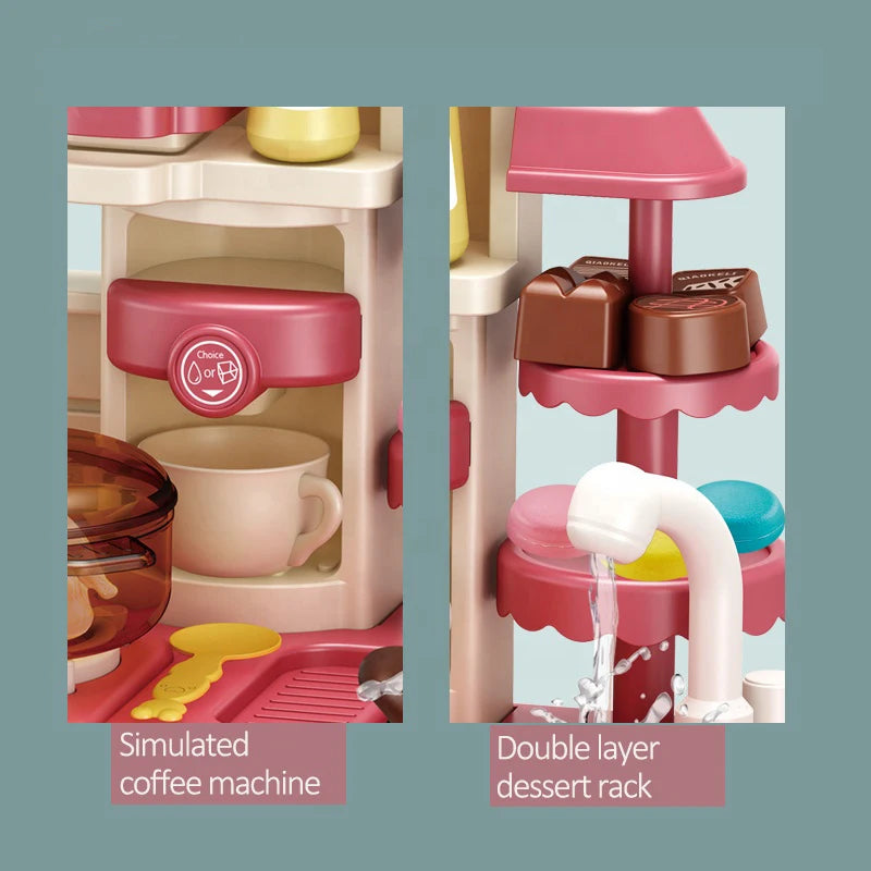 The kitchen table pretends to play with children's kitchen toy sets