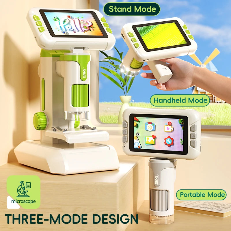 US Local Ship Mini Handheld Children Microscope 1600x with 3.97 Inch Screen Camera Scientific Instruments Kids Birthday Gift