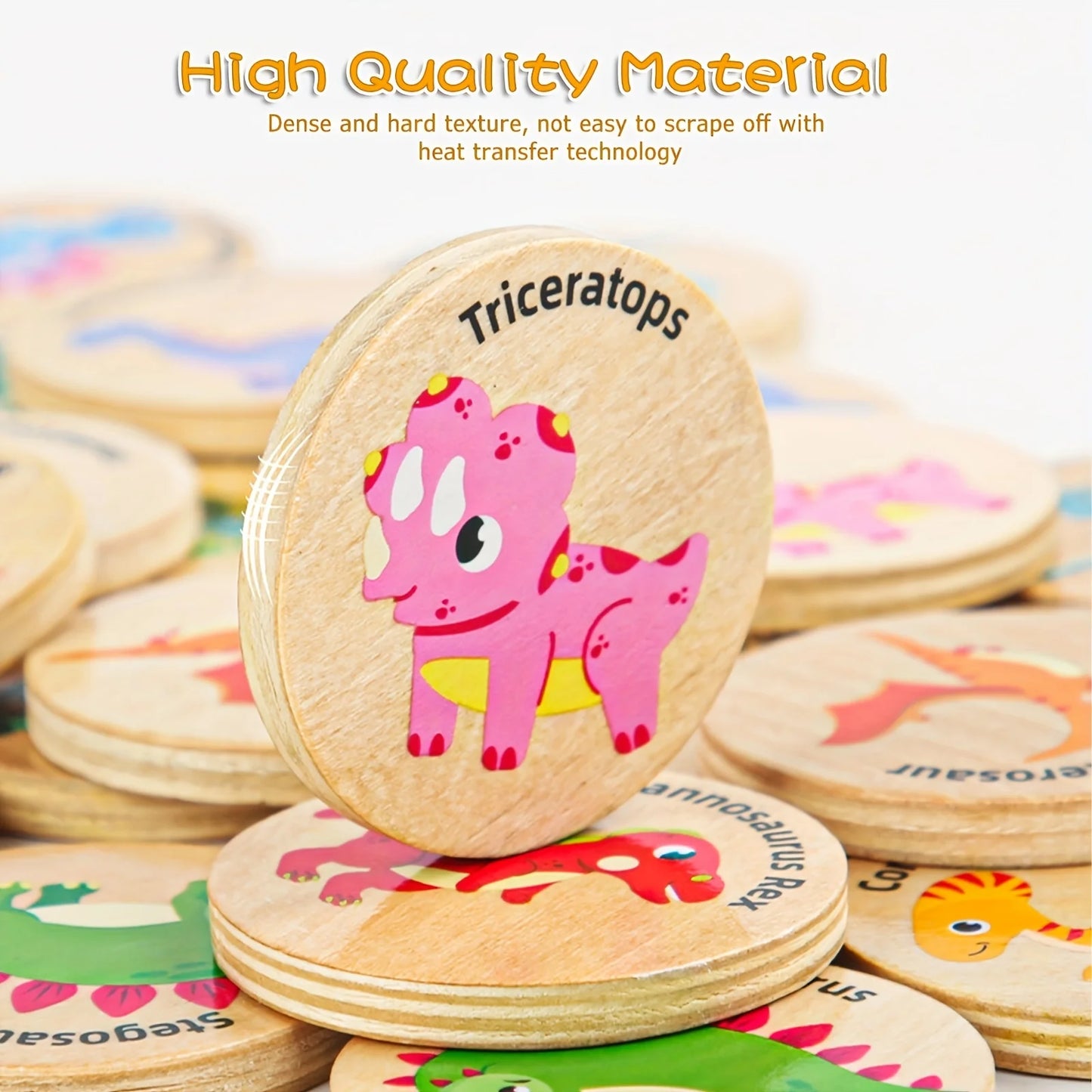 Dinosaur wooden memory matching game, color recognition observation educational toy teaching aid, suitable for children's birthd