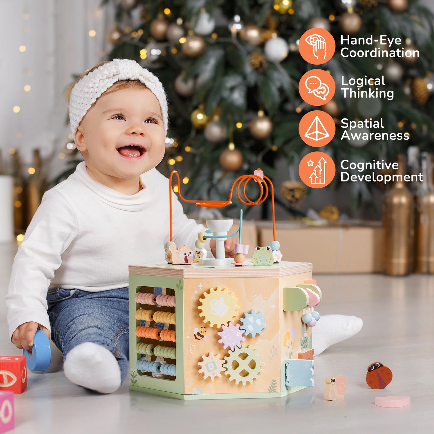 Robotime 13 in 1 and 9 in 1 Montessori Baby Activity Cube Baby Play Cube Toy with Educational Features Gift for Boys Girls 1 +