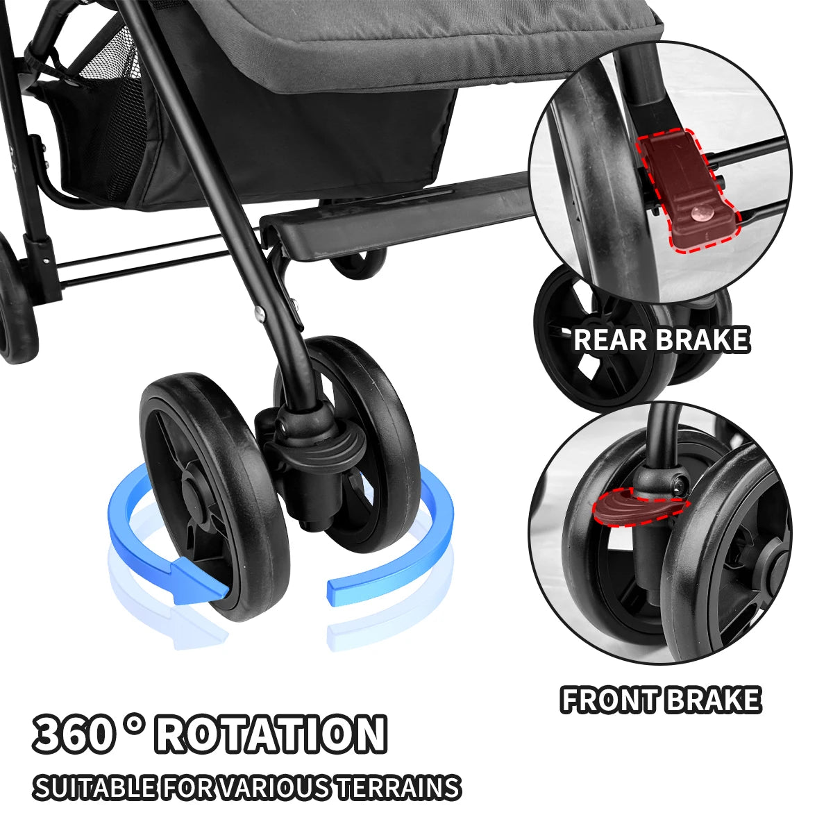 2 in 1 Baby Stroller Wagon Lightweight Foldable Convertible Newborn to Toddler Pushchair 0-3 Years camper van Storage cart