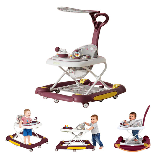 Baby Multi-Functional Comfortable Walker With Awning Anti-Rollover Baby Walker Can Sit Adjust And Shake The Walker For Boy Girls