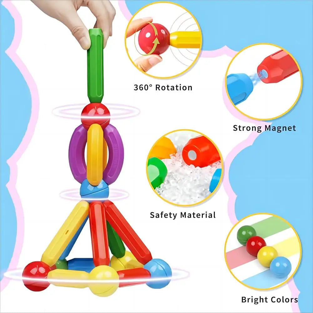 Magblock 90PCS Magnetic Building Sticks Blocks Toys Gift for Boys Girls Magnet Sticks Balls Building Toy Sets Montessori Toys
